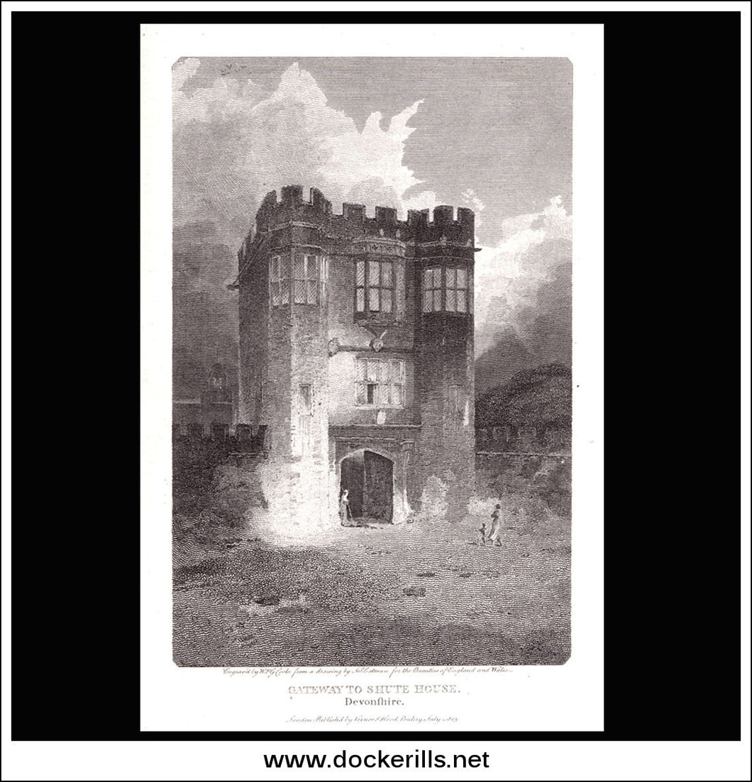Gateway To Shute House Devonshire England antique print