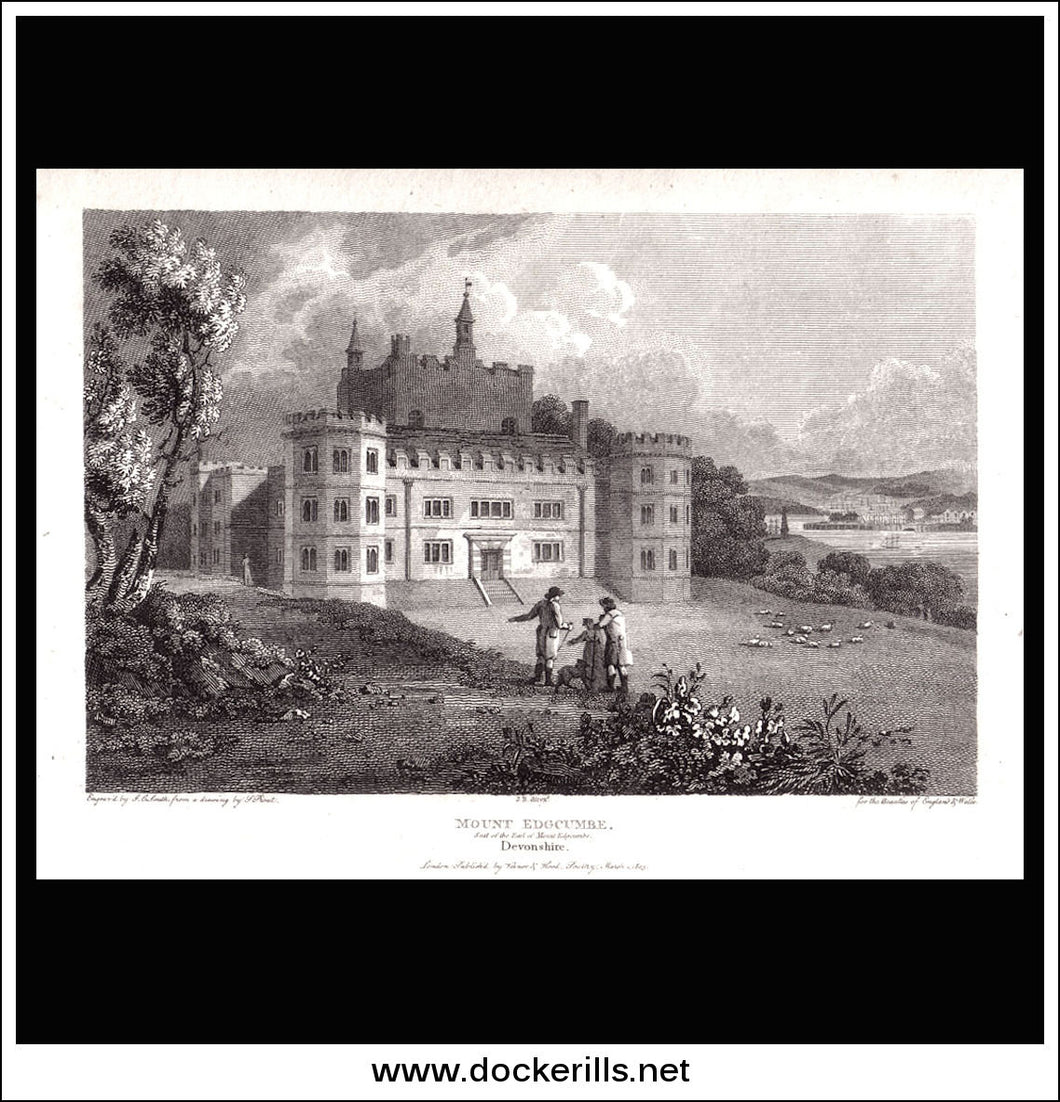 Mount Edgcumbe Devonshire England antique print