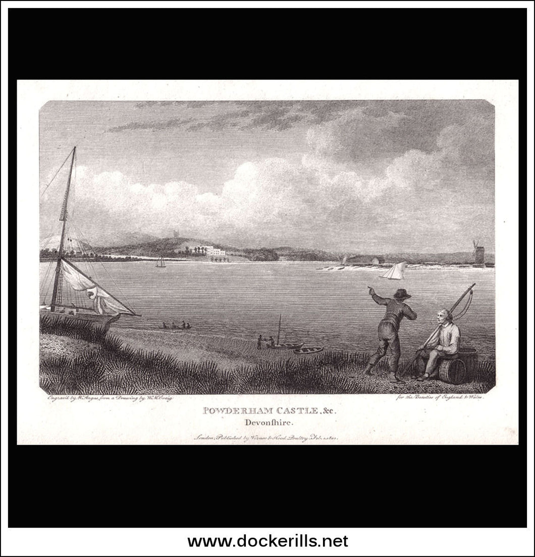 Powderham Castle & c Devonshire England antique print
