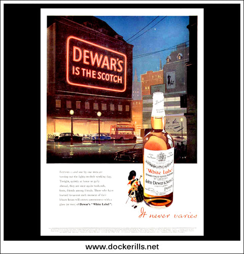 Dewar's White Label Whiskey. Original Vintage Advert From June 8th, 1957.