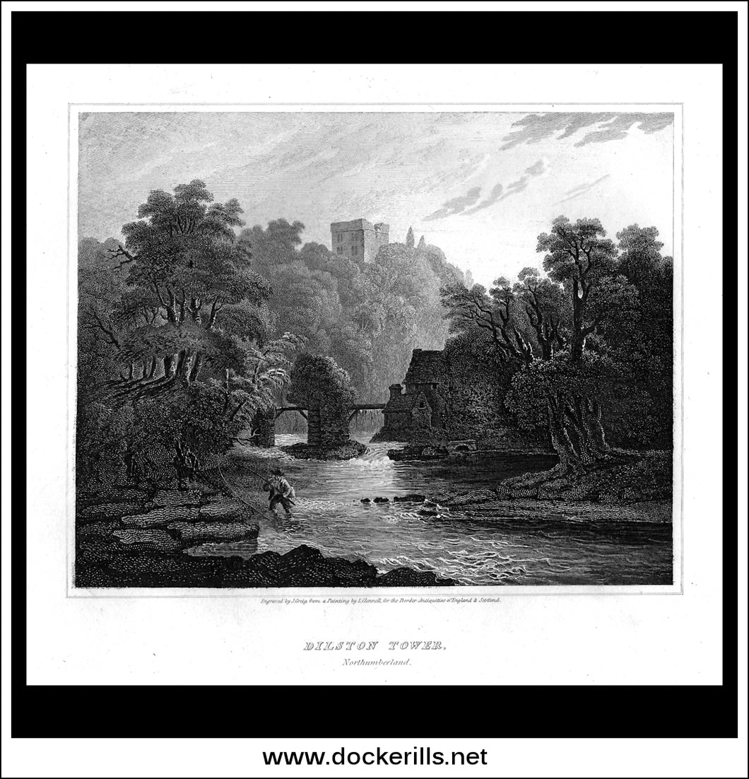 Dilston Tower, Northumberland, England. Antique Print, Copper Plate Engraving 1816