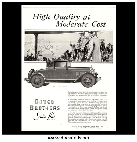 Dodge Senior Cabriolet. Original Vintage Advert From February 29th, 1928.