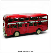 Double Decker Bus MF 185. Vintage Tin Plate Toy, China.