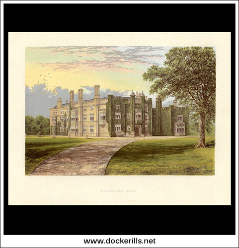 Drakelowe Hall, Nr Burton On Trent, Derbyshire, England. Antique Print, Chromoxylograph 1880.