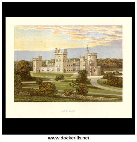 Dromoland, Near Newmarket-On-Fergus, Co. Clare, Ireland. Antique Print, Chromoxylograph 1880.