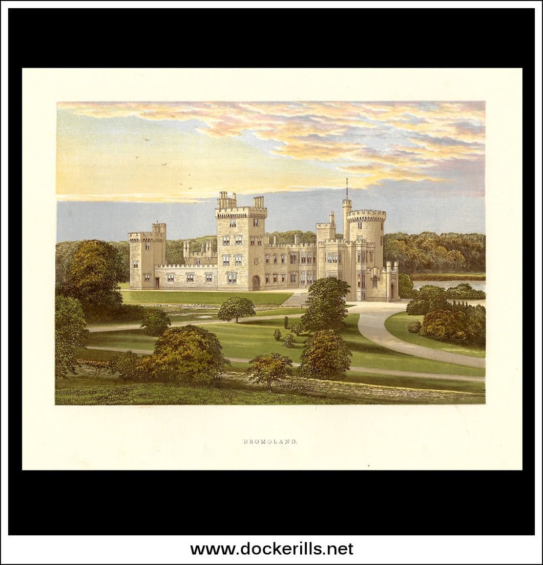 Dromoland, Near Newmarket-On-Fergus, Co. Clare, Ireland. Antique Print, Chromoxylograph 1880.
