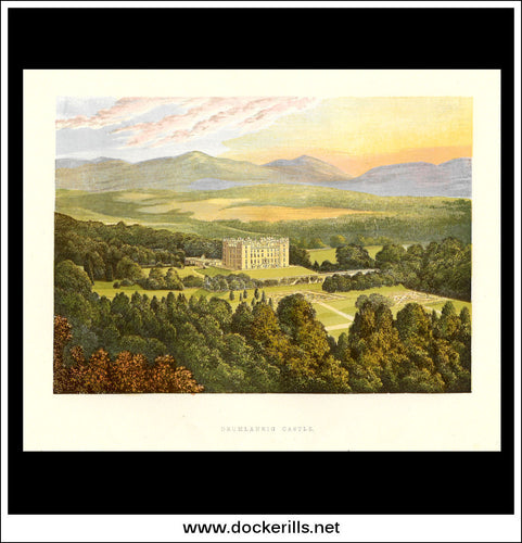 Drumlanrig Castle, Dumfriesshire, Scotland. Antique Print, Chromoxylograph 1880.