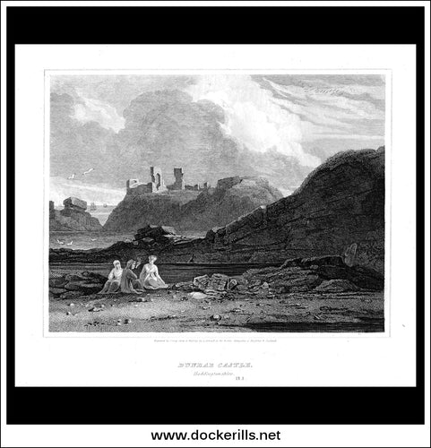 Dunbar Castle Pl.1, Haddingtonshire, Scotland. Antique Print, Copper Plate Engraving 1814