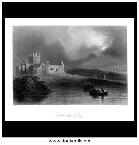 Dunbrody Abbey, Co. Wexford, Ireland. Antique Print, Steel Engraving c. 1840.