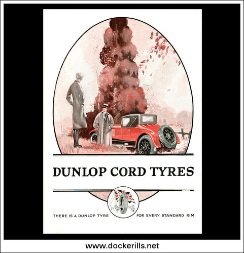 Dunlop Cord Tyres. Original Vintage Advert From October 1st, 1927. CFH 783