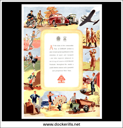 Dunlop Tyres Advert - 50 Years Of Growth. Sport. Original Vintage Advert From December 10th, 1938.