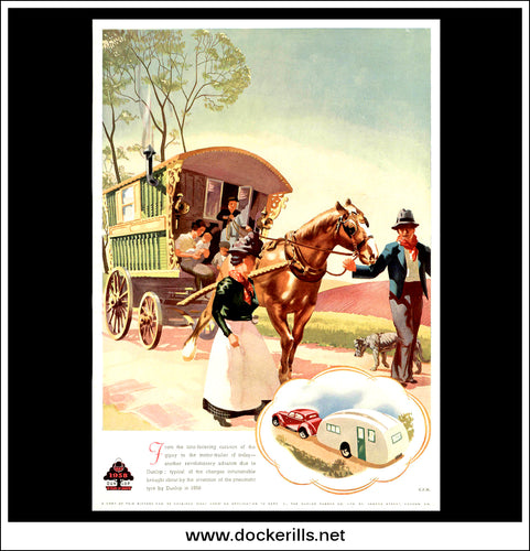Dunlop Tyres Advert - 50 Years Of Growth. Caravans. Original Vintage Advert From August 6th, 1938.