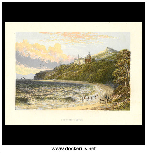Dunrobin Castle, Near Dornoch, Sutherlandshire, Scotland. Antique Print, Chromoxylograph 1880.