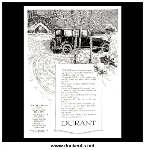 Durant Cars. Original Vintage Advert From February 13th 1924