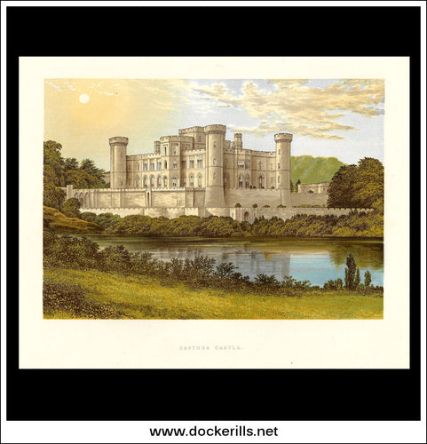 Eastnor Castle, Near Eastnor, Herefordshire, England. Antique Print, Chromoxylograph 1880.
