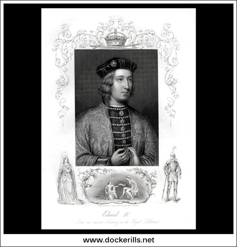 Edward IV, England. Antique Print, Steel Engraving c. 1850.
