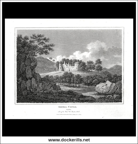 Edzell Castle, Forfarshire, Scotland. Antique Print, Copper Plate Engraving 1806.