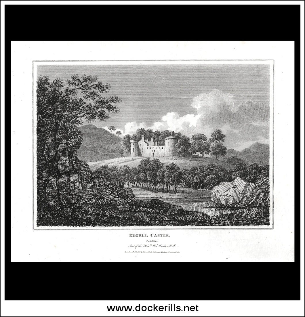 Edzell Castle, Forfarshire, Scotland. Antique Print, Copper Plate Engraving 1806.