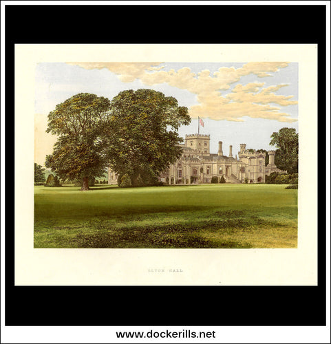 Elton Hall, Northamptonshire, England. Antique Print, Chromoxylograph 1880.