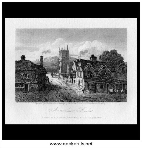 Amersham, Buckinghamshire, England. Antique Print, Copper Plate Engraving 1818.