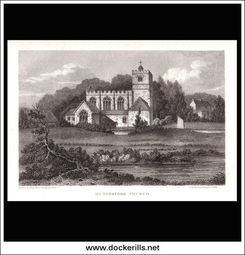 Hungerford Church Berkshire England antique print
