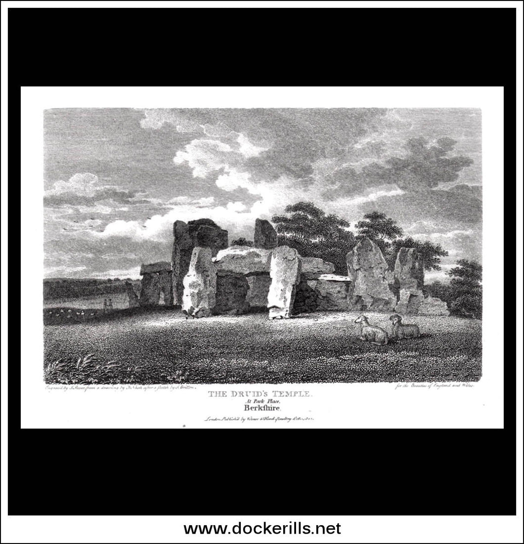 The Druid's Temple At Park Place Berkshire England antique print