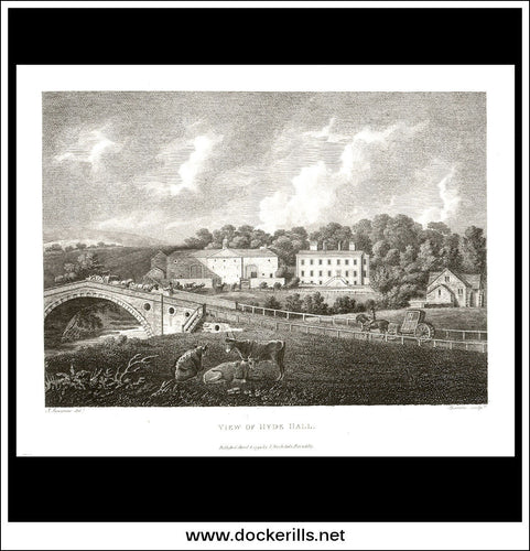 View Of Hyde Hall, Cheshire, England. Antique Print, Copper Plate Engraving 1795.