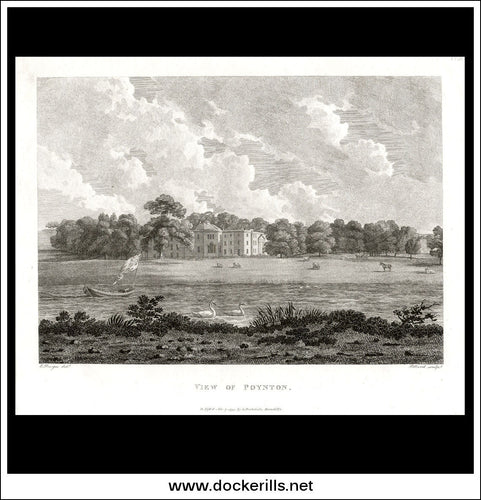 View Of Poynton, Cheshire, England. Antique Print, Copper Plate Engraving 1794.