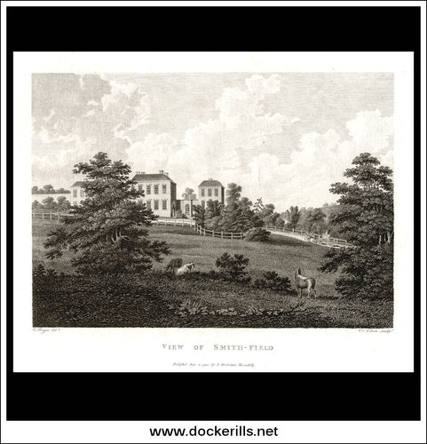 View Of Smith-Field, Cheshire, England. Antique Print, Copper Plate Engraving 1794.
