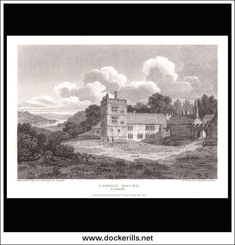 Cotele House Cornwall England antique print