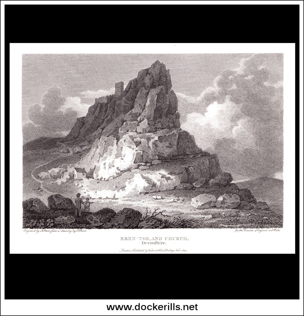 Bren-Tor And Church Devonshire England antique print