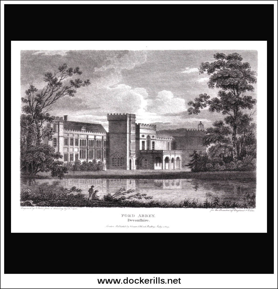 Ford Abbey Devonshire England antique print