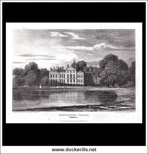 antique print a view of Kensington Palace Middlesex England