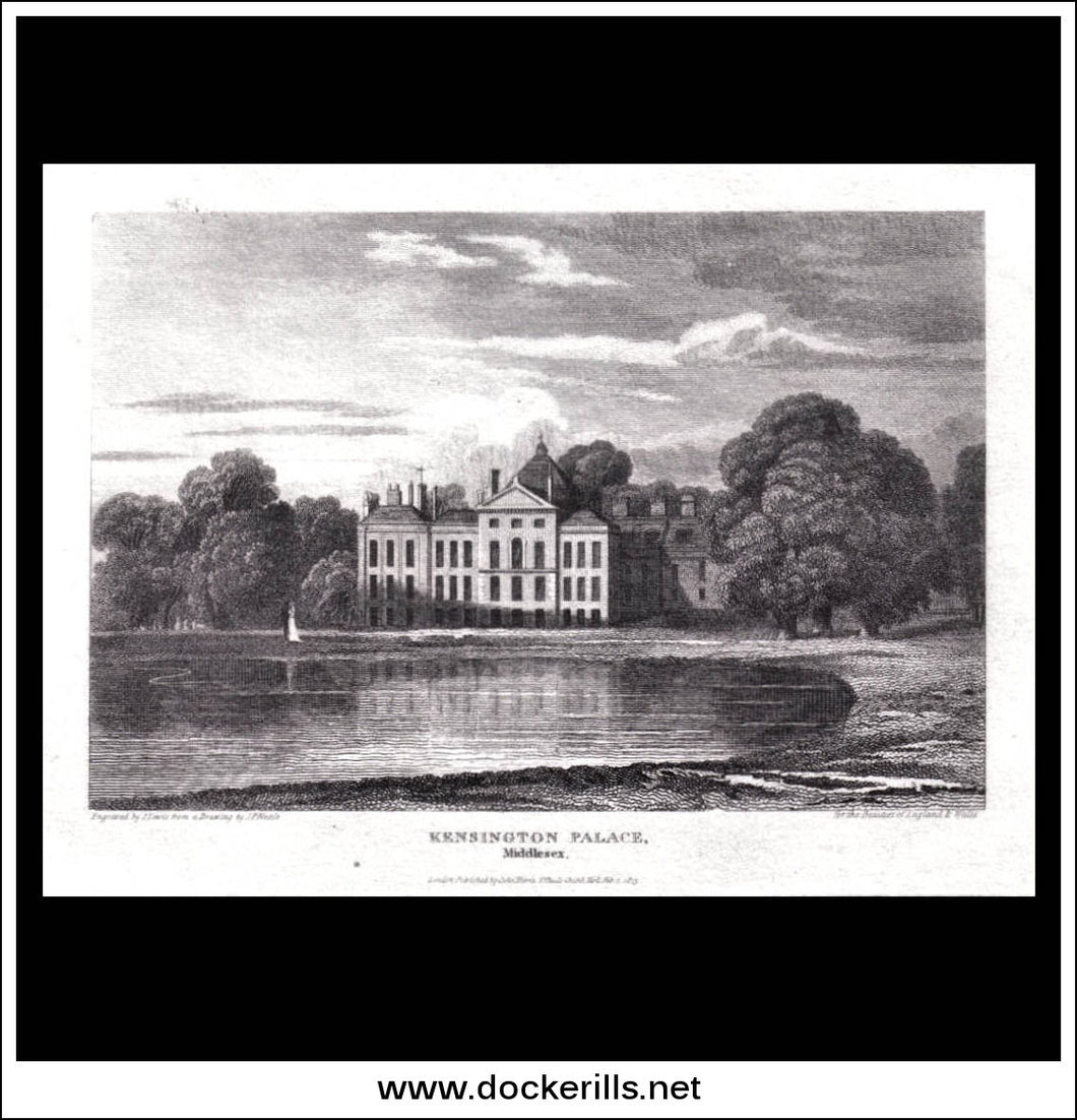 antique print a view of Kensington Palace Middlesex England