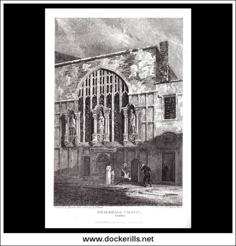 antique print a view of the Guildhall Chapel London Middlesex England