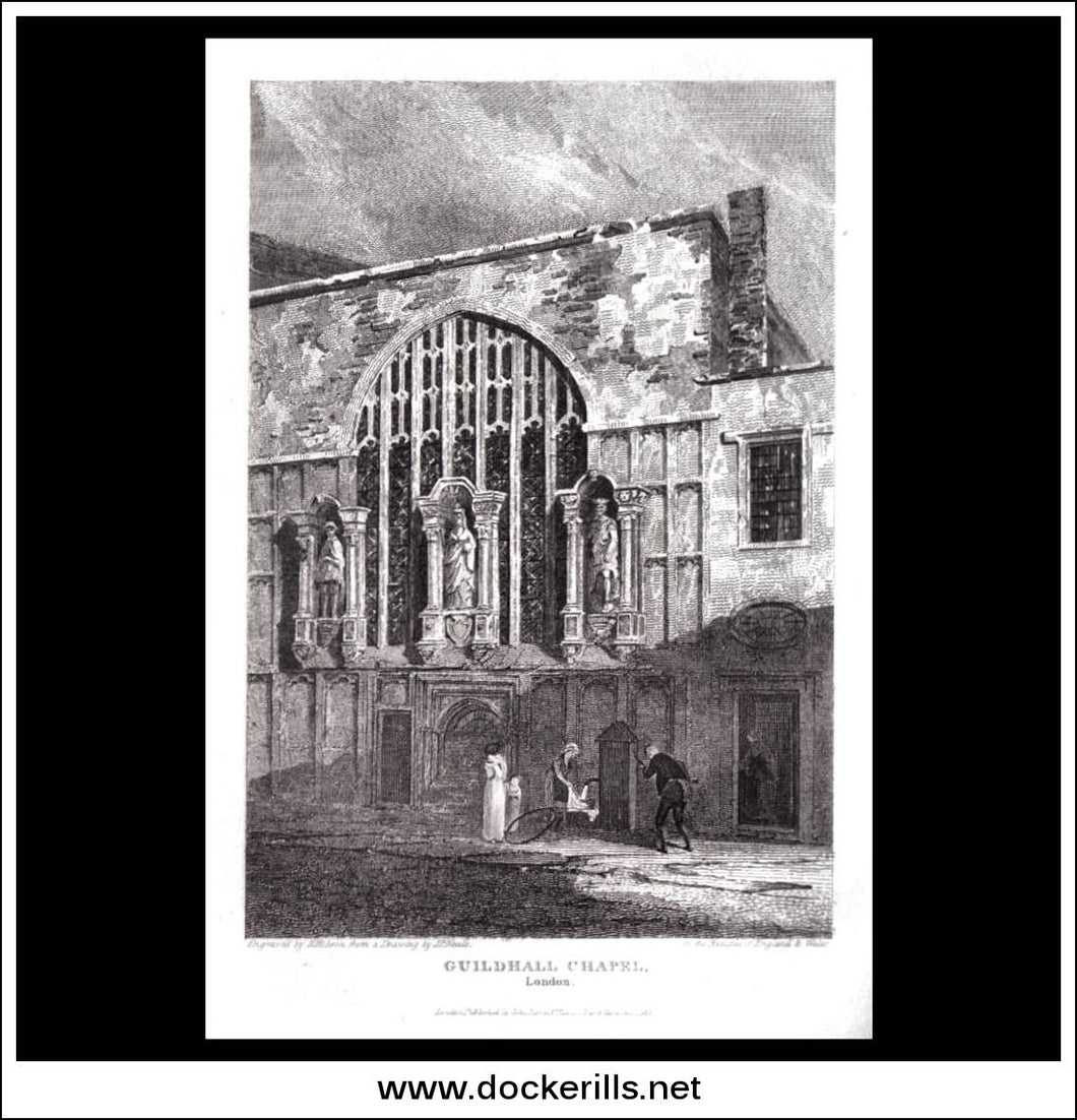 antique print a view of the Guildhall Chapel London Middlesex England