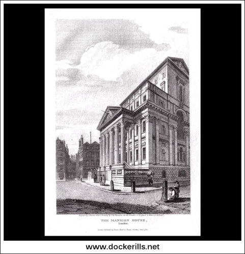 antique print a view of The Mansion House London Middlesex England