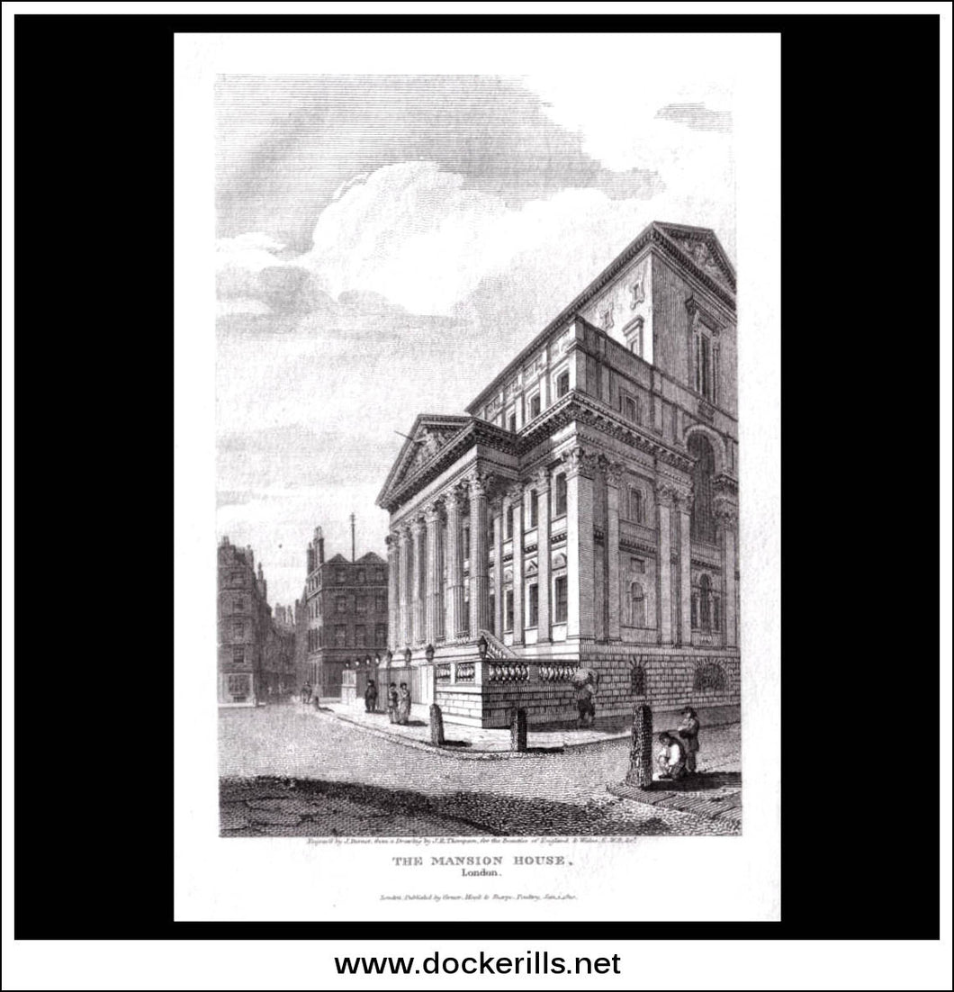 antique print a view of The Mansion House London Middlesex England