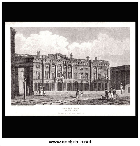 antique print a view of The New Mint On Tower Hill Mddlesex England
