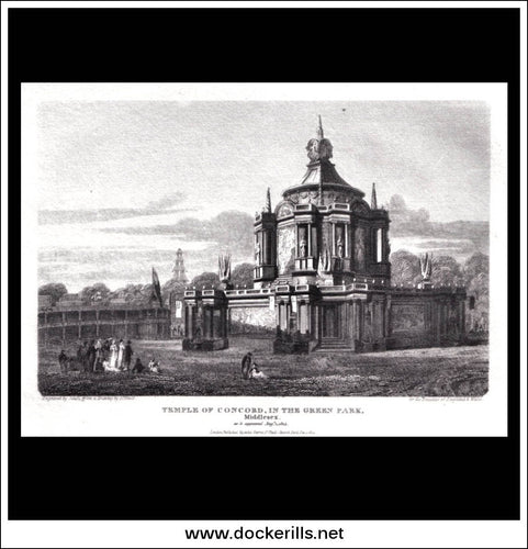 antique print a view of the Temple Of Concord In The Green Park Middlesex England