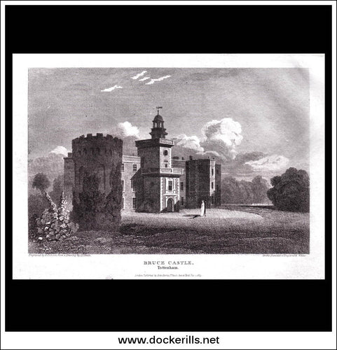 antique print a view of Bruce Castle Tottenham Middlesex England
