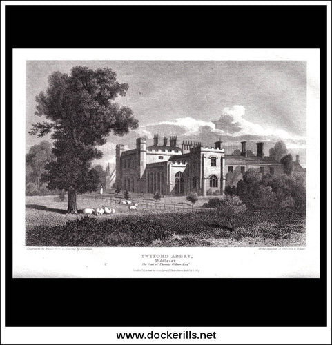 antique print a view of Twyford Abbey Middlesex England