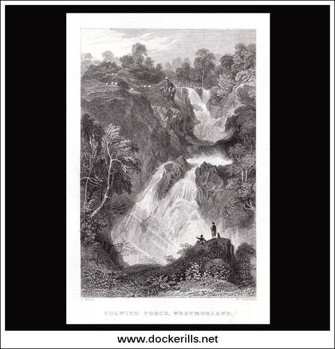 antique print a view of Colwith Force Westmorland England