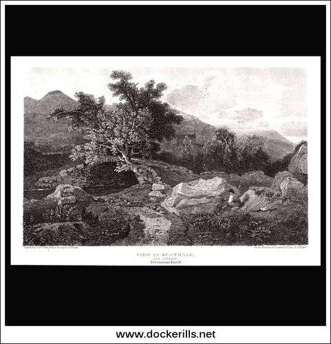 antique print A View In Scandale Westmorland England
