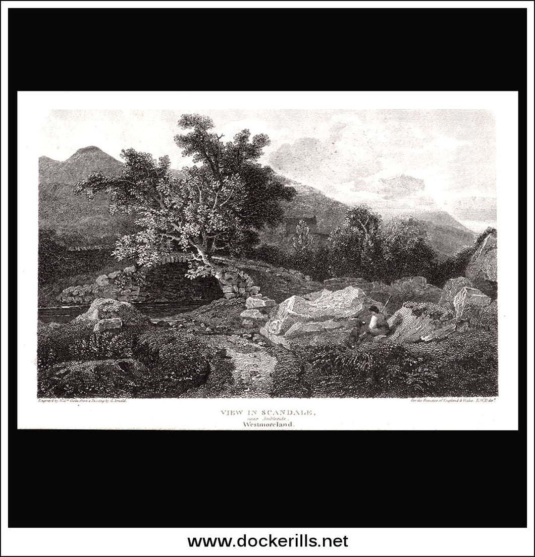 antique print A View In Scandale Westmorland England