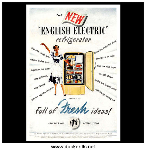 English Electric Refridgerator. Original Vintage Advert From August 11th, 1951.