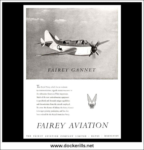 Fairey Aviation Gannet. Original Vintage Advert From September 5th, 1953.