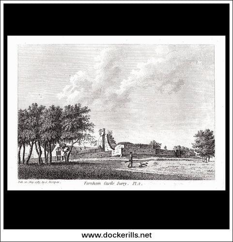 Farnham Castle, Surrey, England. Antique Print, Copper Plate Engraving 1785.