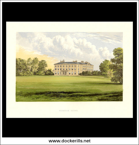 Farnham House, Near Cavan, Co. Cavan, Ireland. Antique Print, Chromoxylograph 1880.