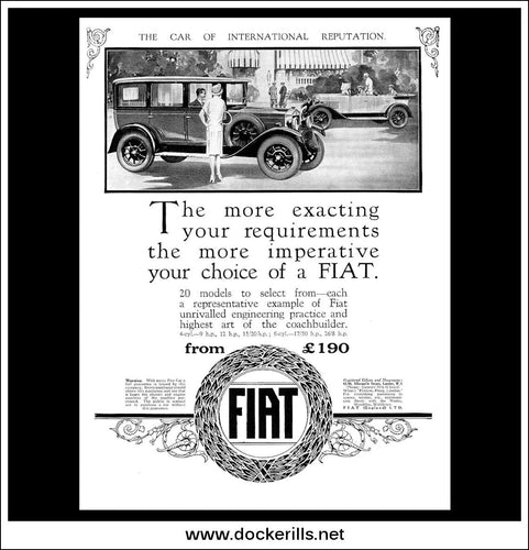 Fiat. Original Vintage Advert From April 18th 1928
